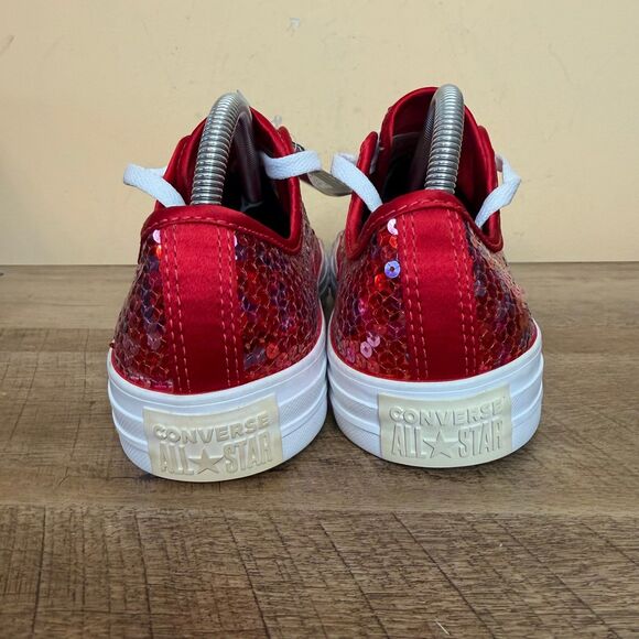 NWT Converse Chuck Taylor All Star Red Sequin Low Top Sneakers shoes size 9.5 - Picture 2 of 7